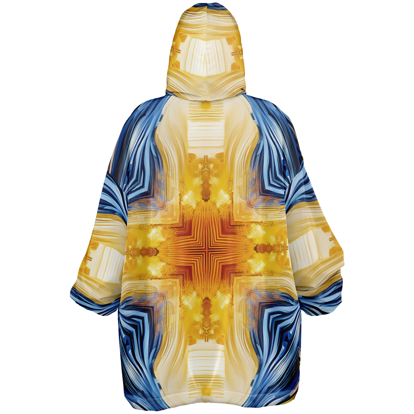 Men’s Bright Orange & Blue Abstract All Over Print Snug Hoodie