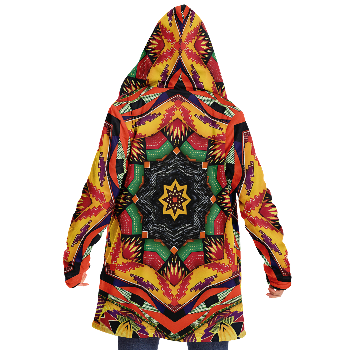 Women's Kaleidoscope Tribal Pattern All Over Print Microfleece Cloak