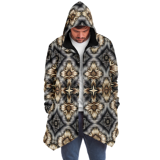 Men's Neutral Geometric Floral Pattern All Over print Microfleece Cloak
