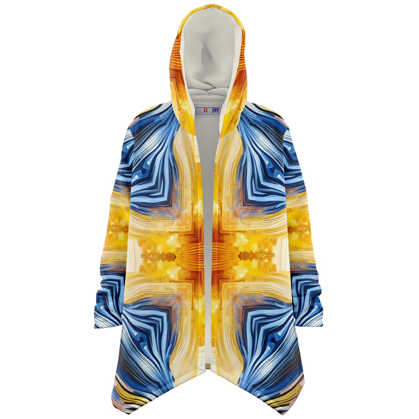 Men’s Bright Orange & Blue Abstract All Over Print Microfleece Cloak
