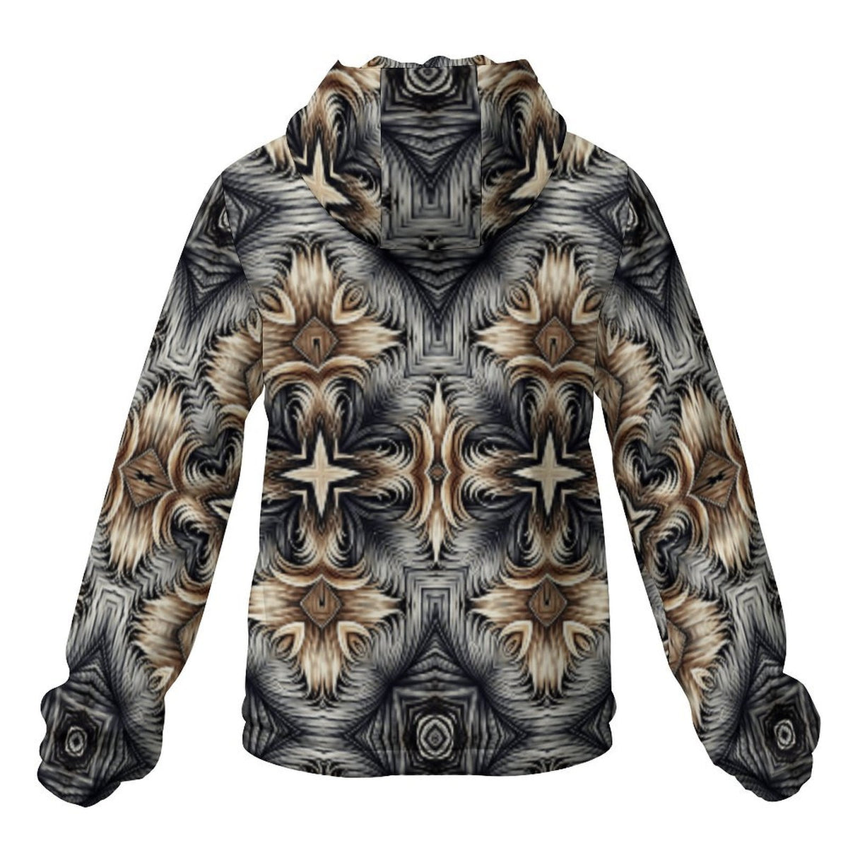 Men's Neutral Geometric Floral Pattern All Over print Hooded Windbreaker Jacket