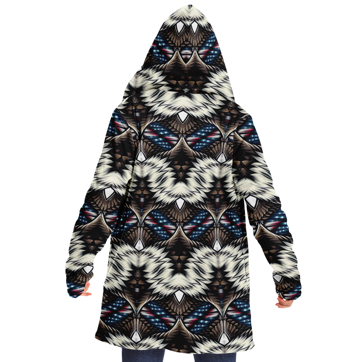 Women's Bold Geometric Pattern All-Over Print Microfleece Cloak