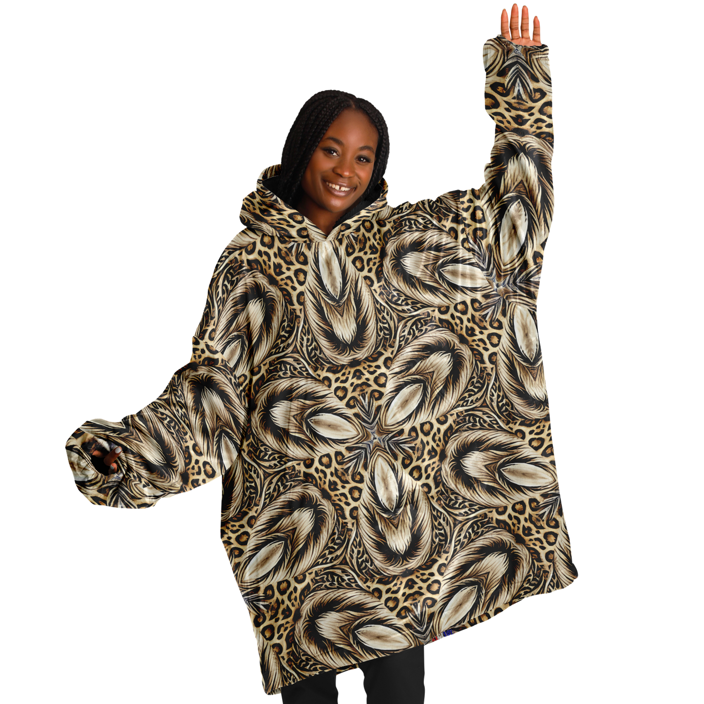 Women's Leopard Kaleidoscope Pattern All-Over Print Snug Hoodie