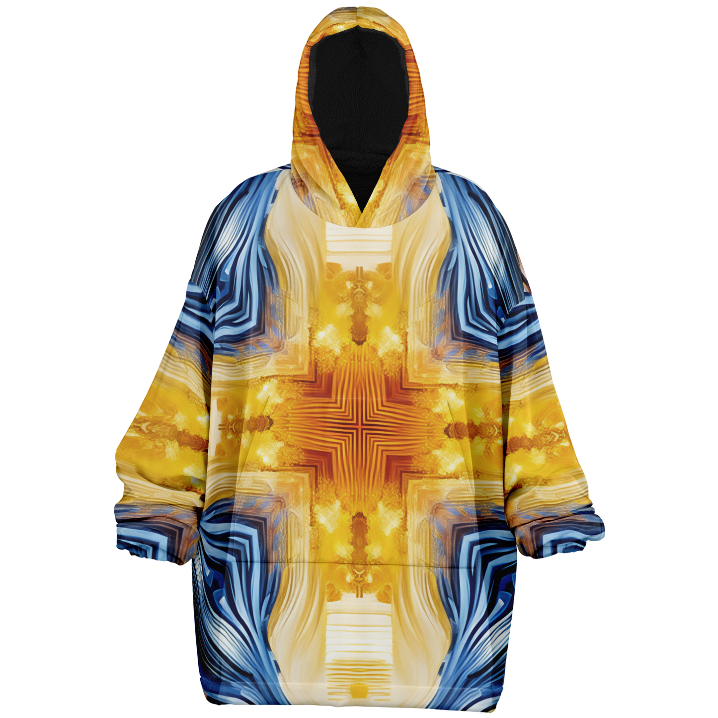 Women’s Bright Orange & Blue Abstract All Over Print Snug Hoodie