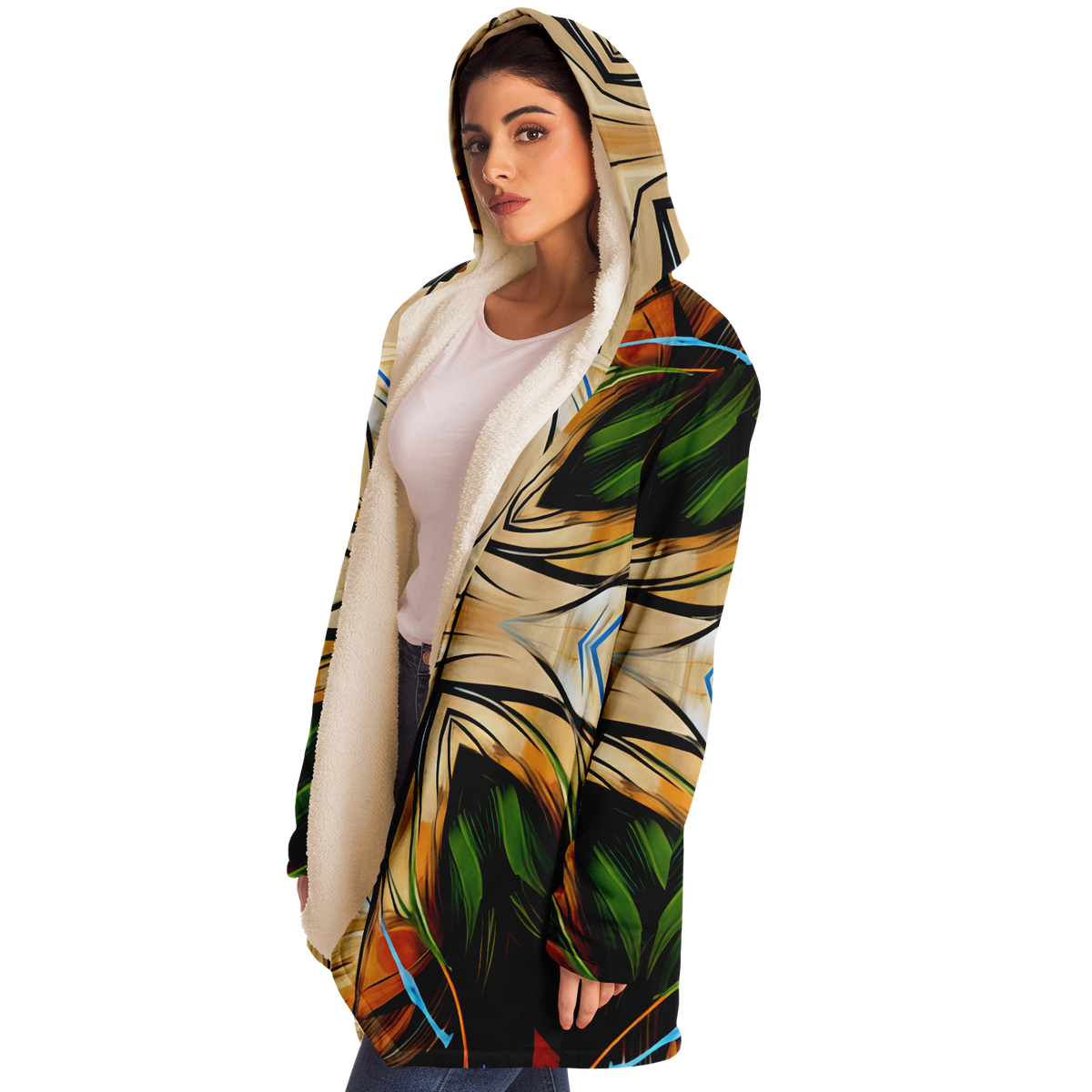 Women's Geometric Kaleidoscope Pattern Design All Over Print Microfleece Cloak