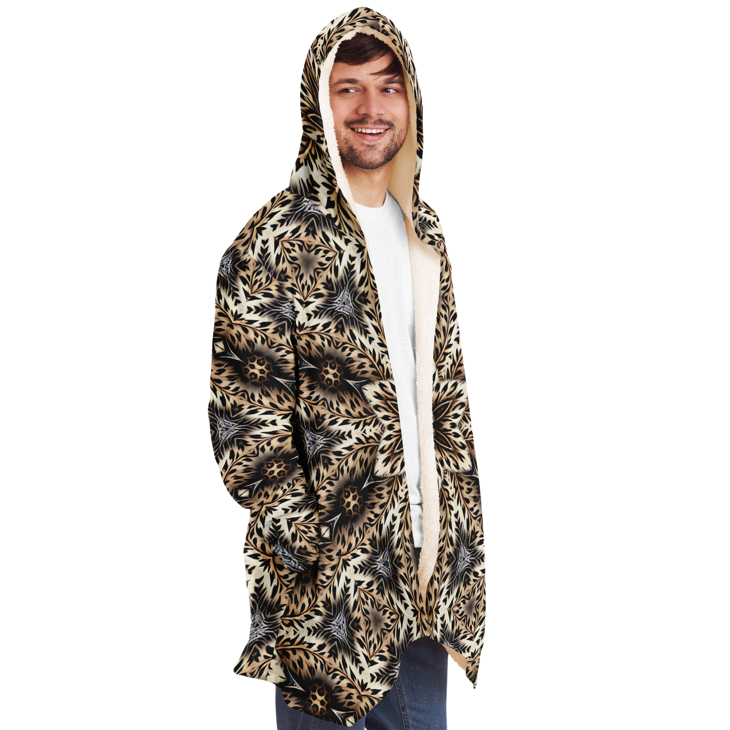 Men's Leopard Kaleidoscope Pattern All-Over Print Microfleece Cloak