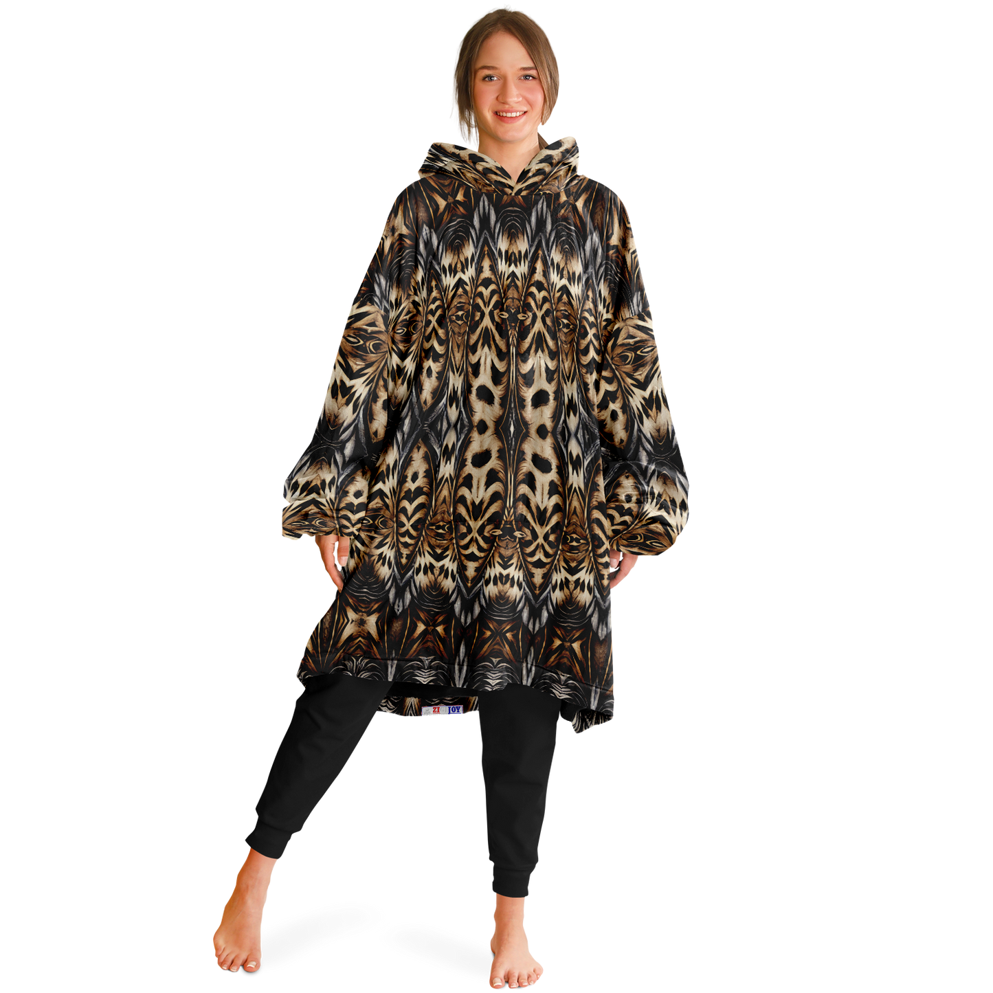 Women's Leopard Trendy Geometric Pattern All-Over Print Snug Hoodie