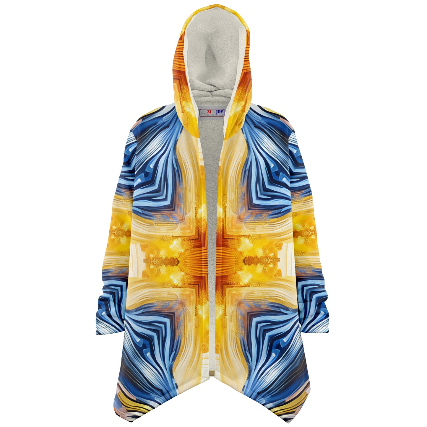 Women’s Bright Orange & Blue Abstract All Over Print Microfleece Cloak