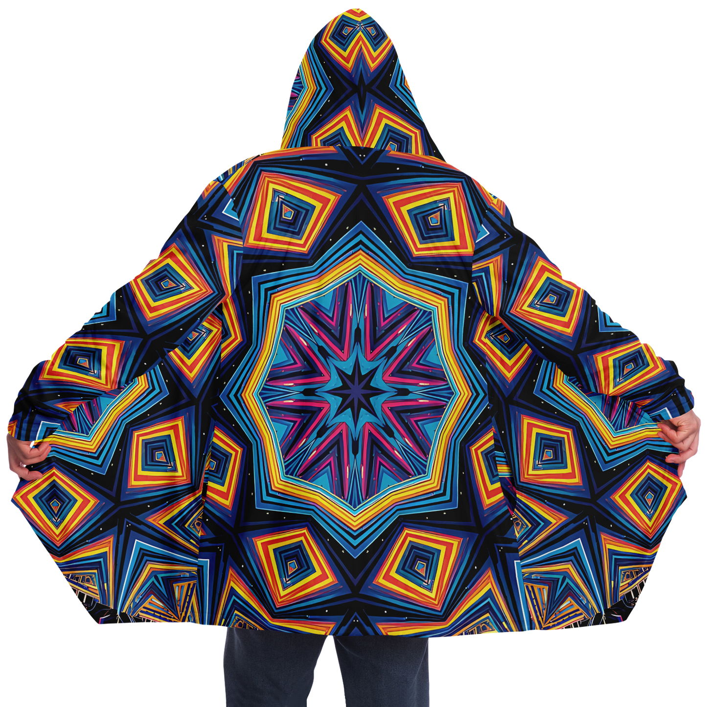 Men's Kaleidoscope Geometric Pattern All Over Print Microfleece Cloak