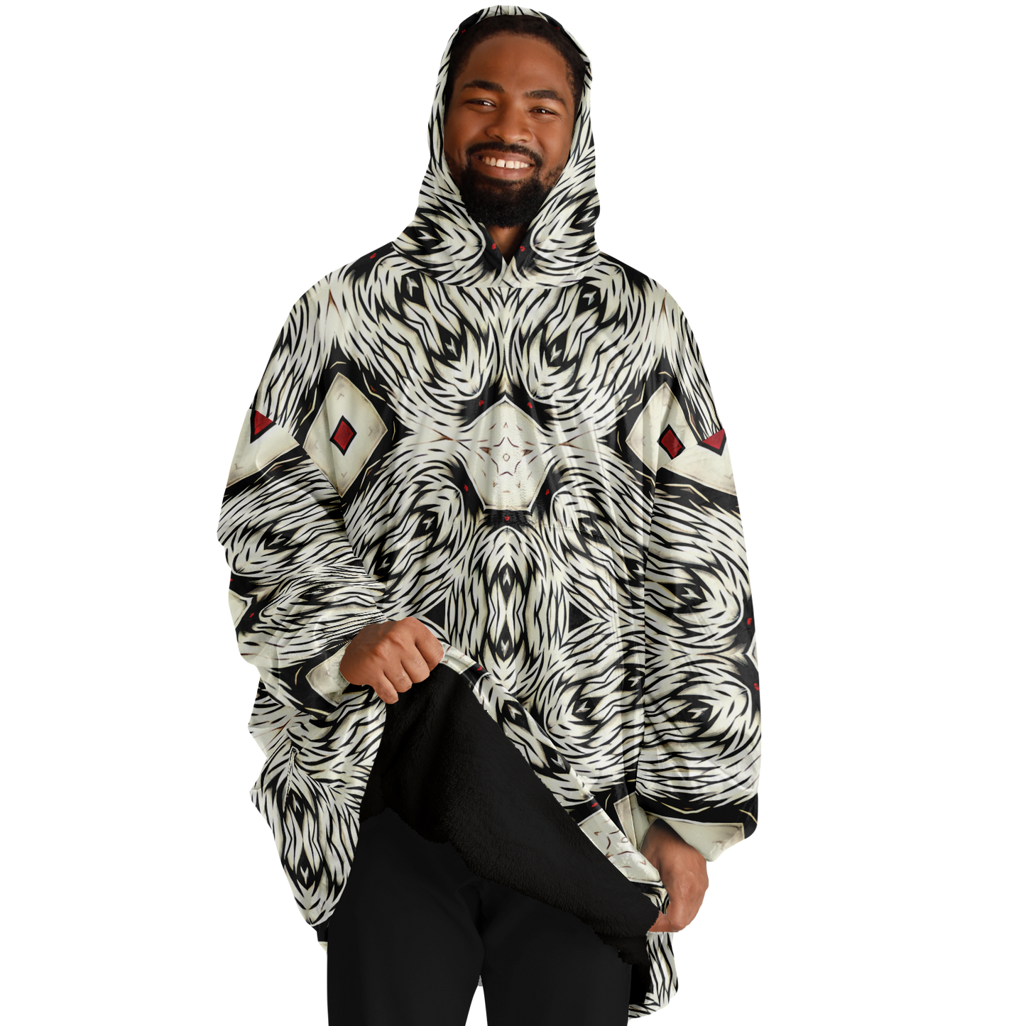 Men's Black & White Abstract Pattern  All Over print Snug Hoodie