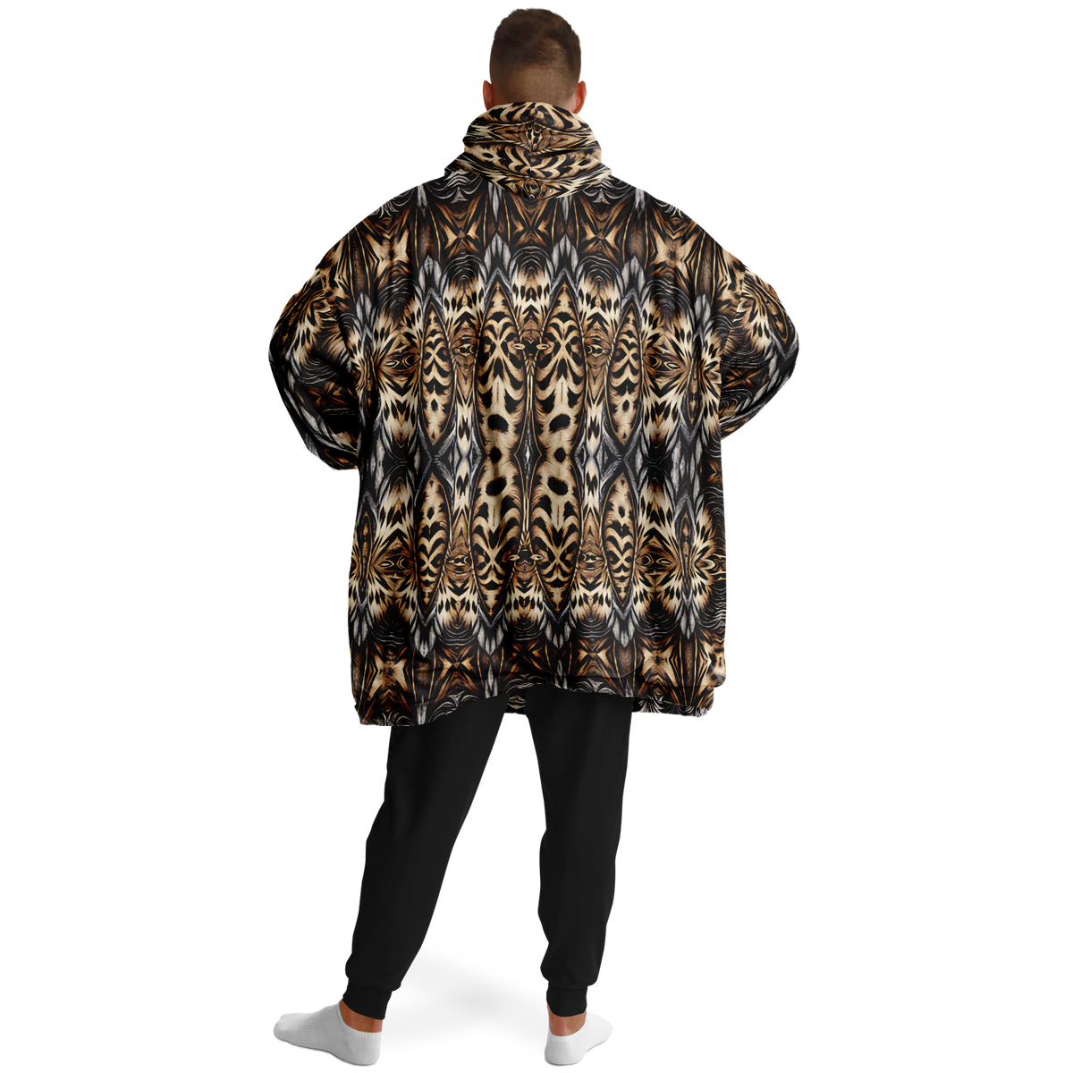 Men's Leopard Trendy Geometric Pattern All-Over Print  Snug Hoodie