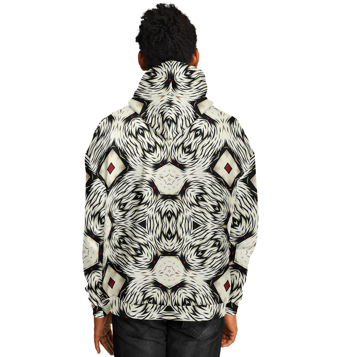 Men's Black & White Abstract Pattern All Over print Heavyweight Oversized Hoodie