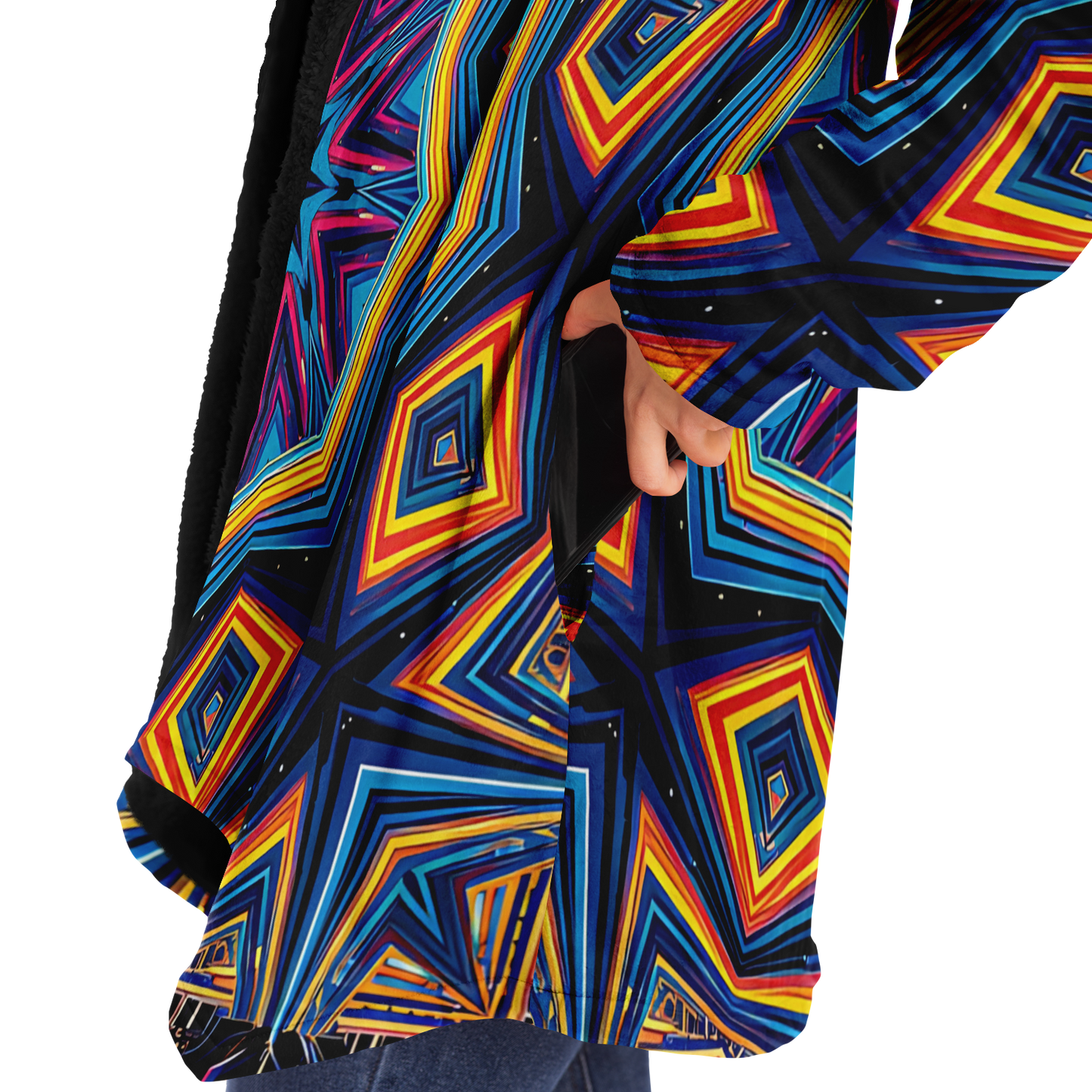 Women's Kaleidoscope Geometric Pattern All Over Print Microfleece Cloak