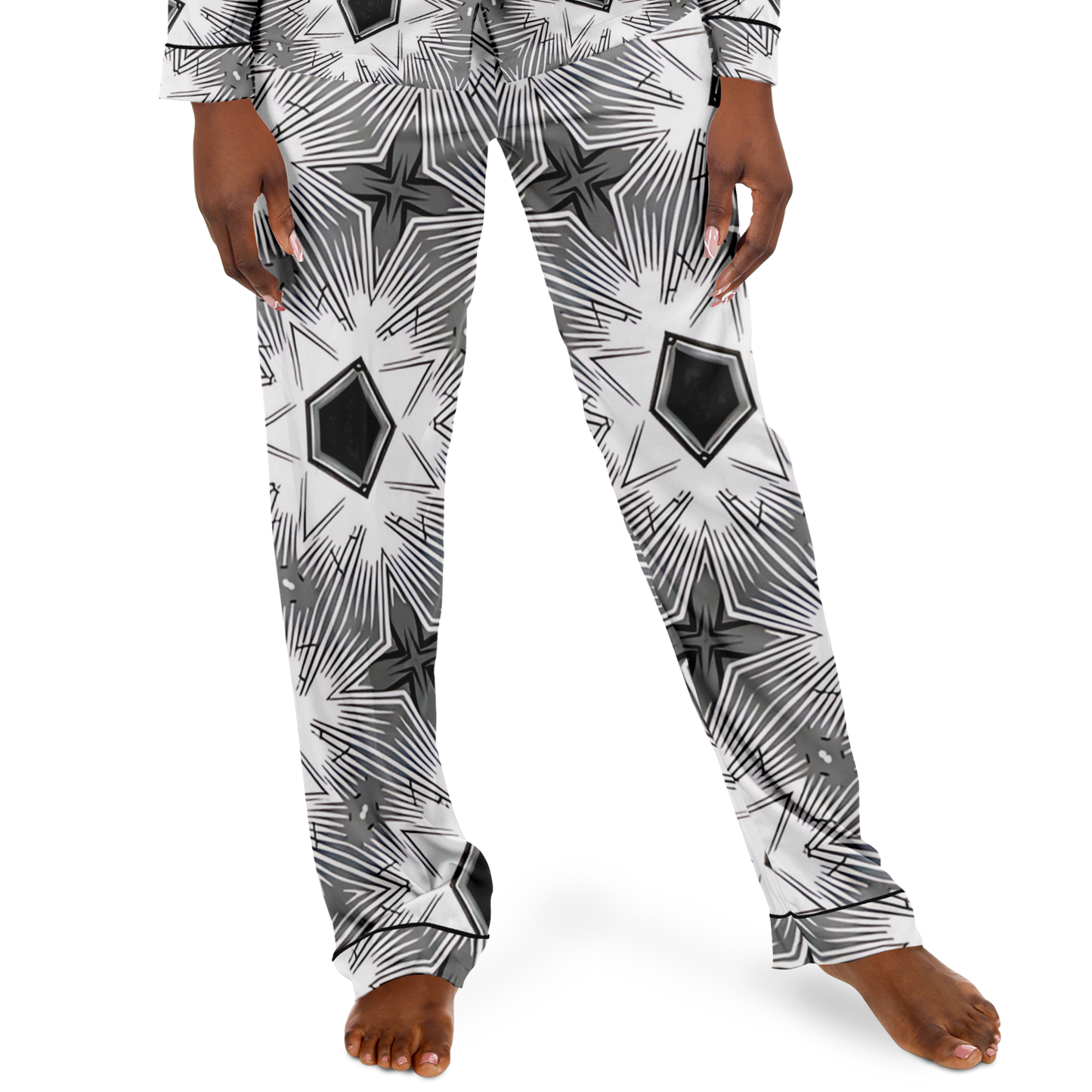 Women's Monochrome Tie-Dye Pattern Satin Pajamas