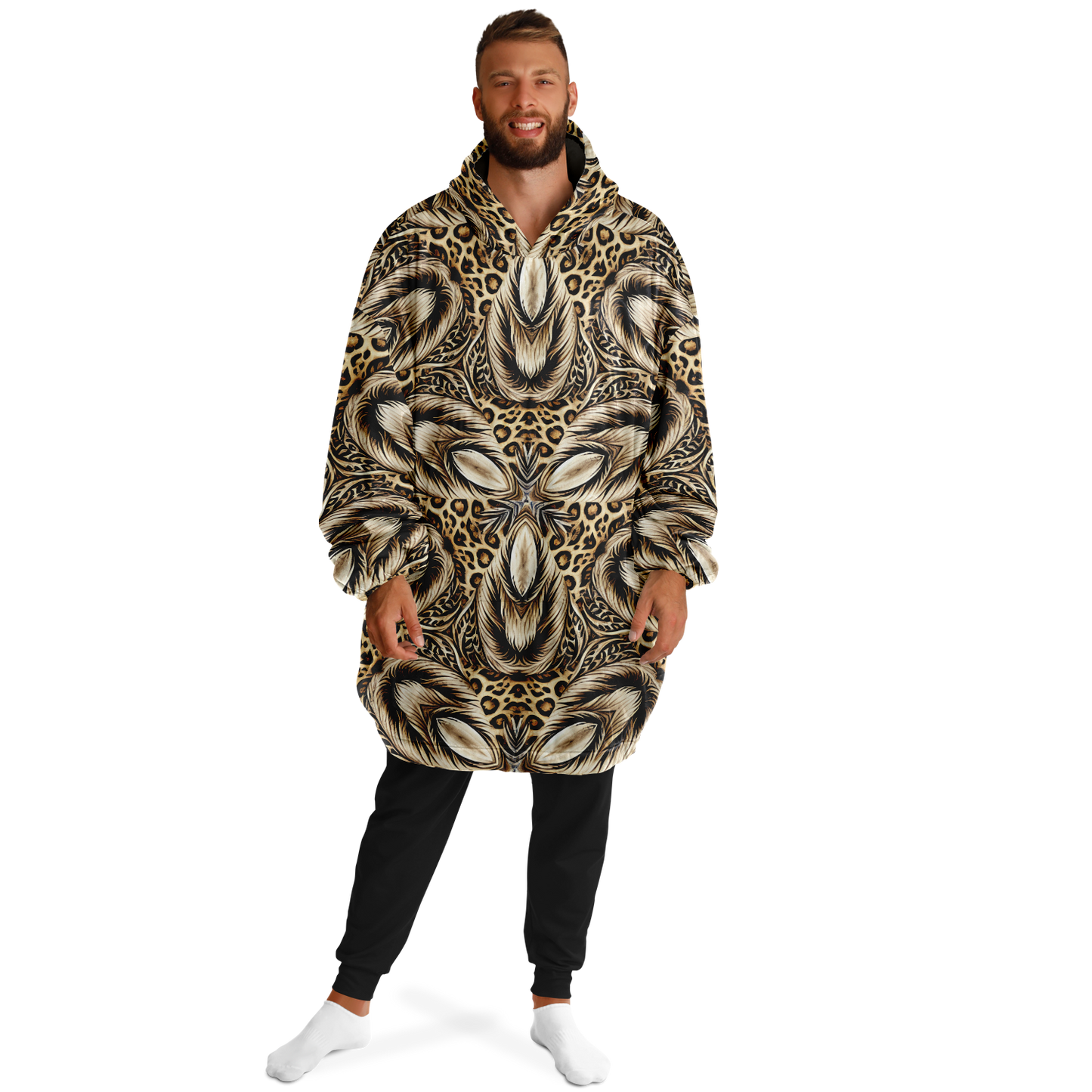 Men's Leopard Kaleidoscope Pattern All-Over Print Snug Hoodie