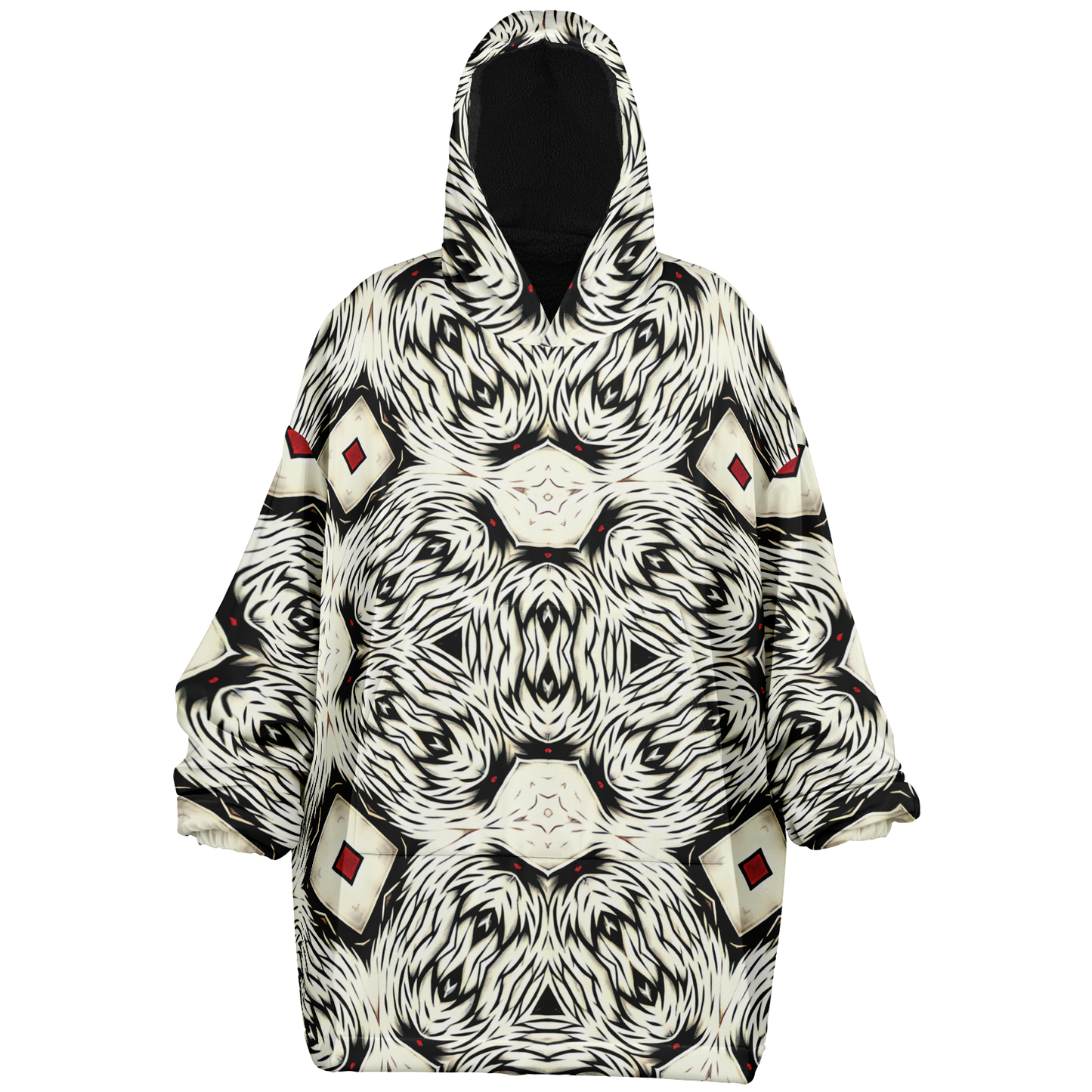 Women's Black & White Abstract Pattern All Over print Snug Hoodie