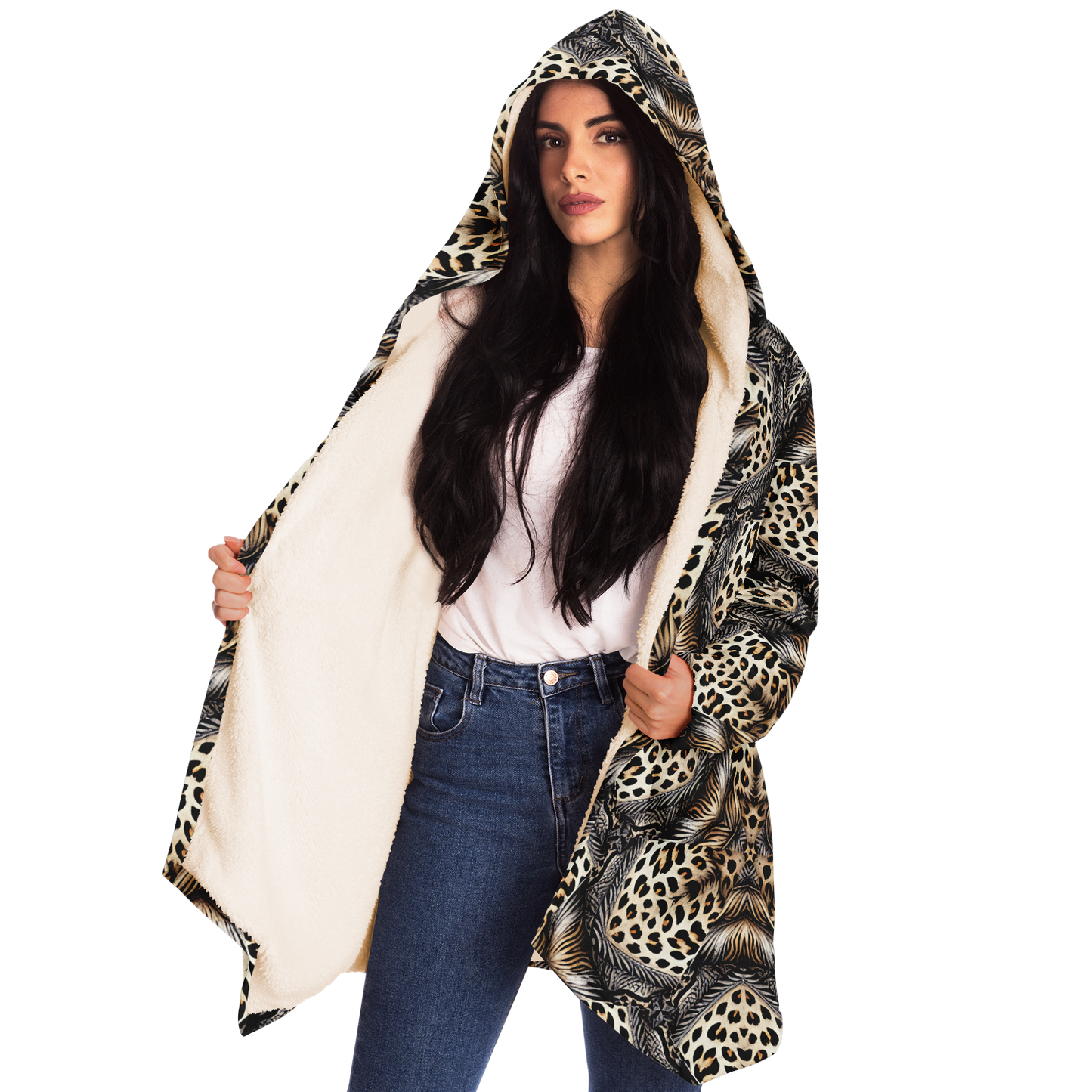 Women's Kaleidoscope Leopard Pattern All-Over Print Microfleece Cloak