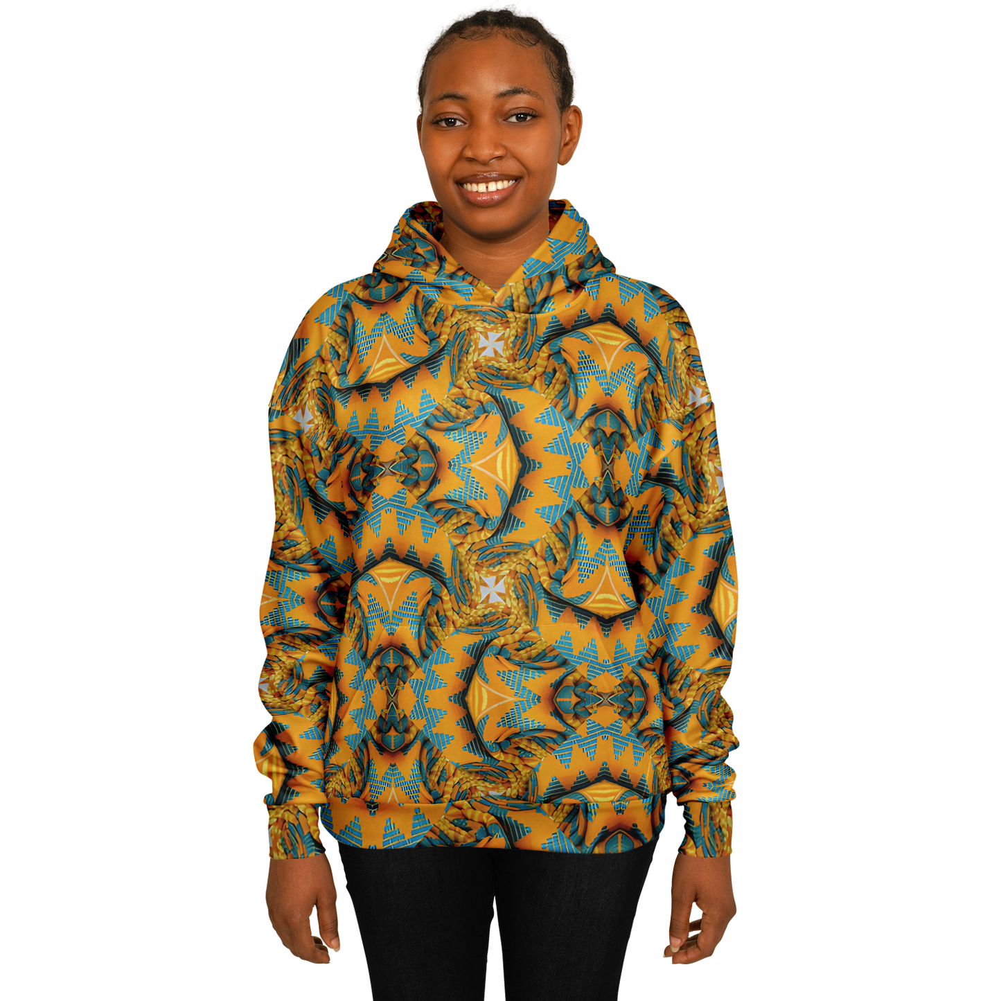 Women's Golden Kaleidoscope Pattern Heavyweight Oversized Hoodie