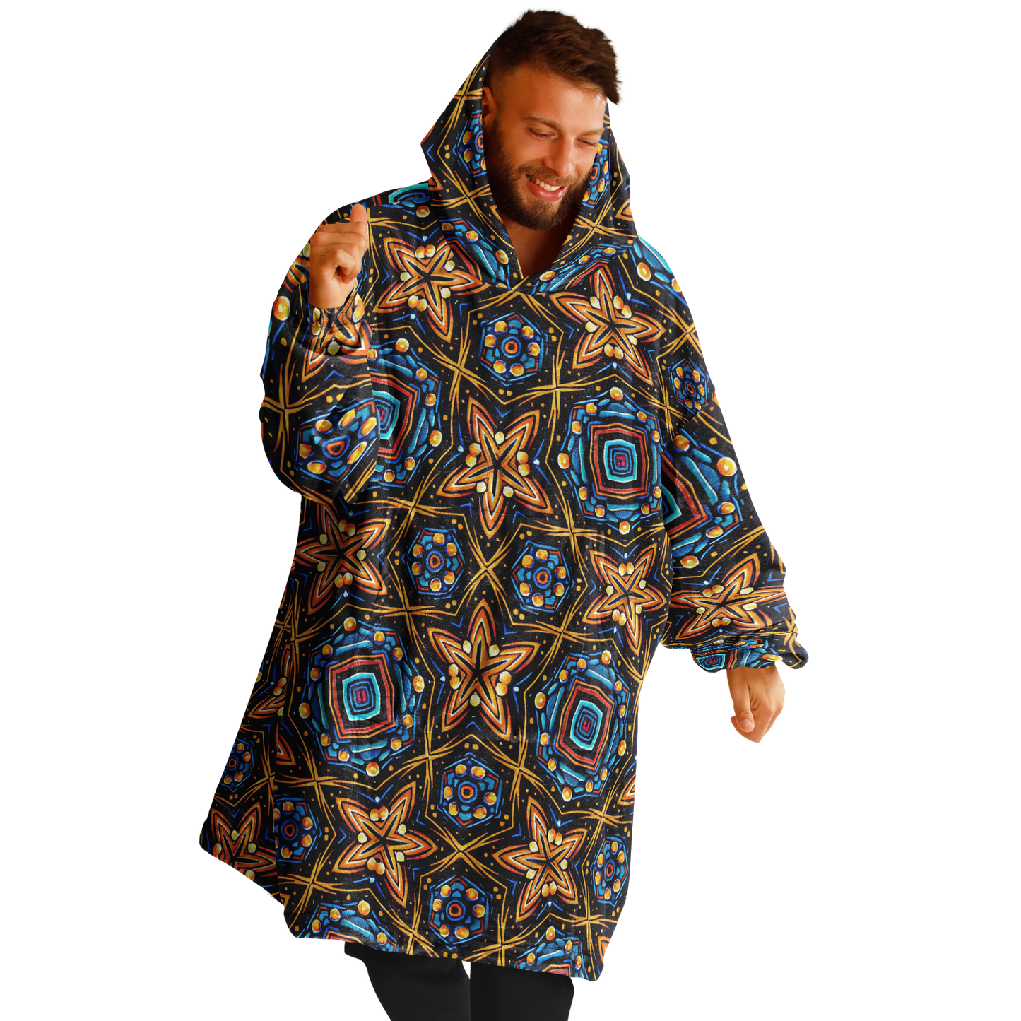 Men's Bohemian Mosaic Star Pattern All Over print Snug Hoodie Economy