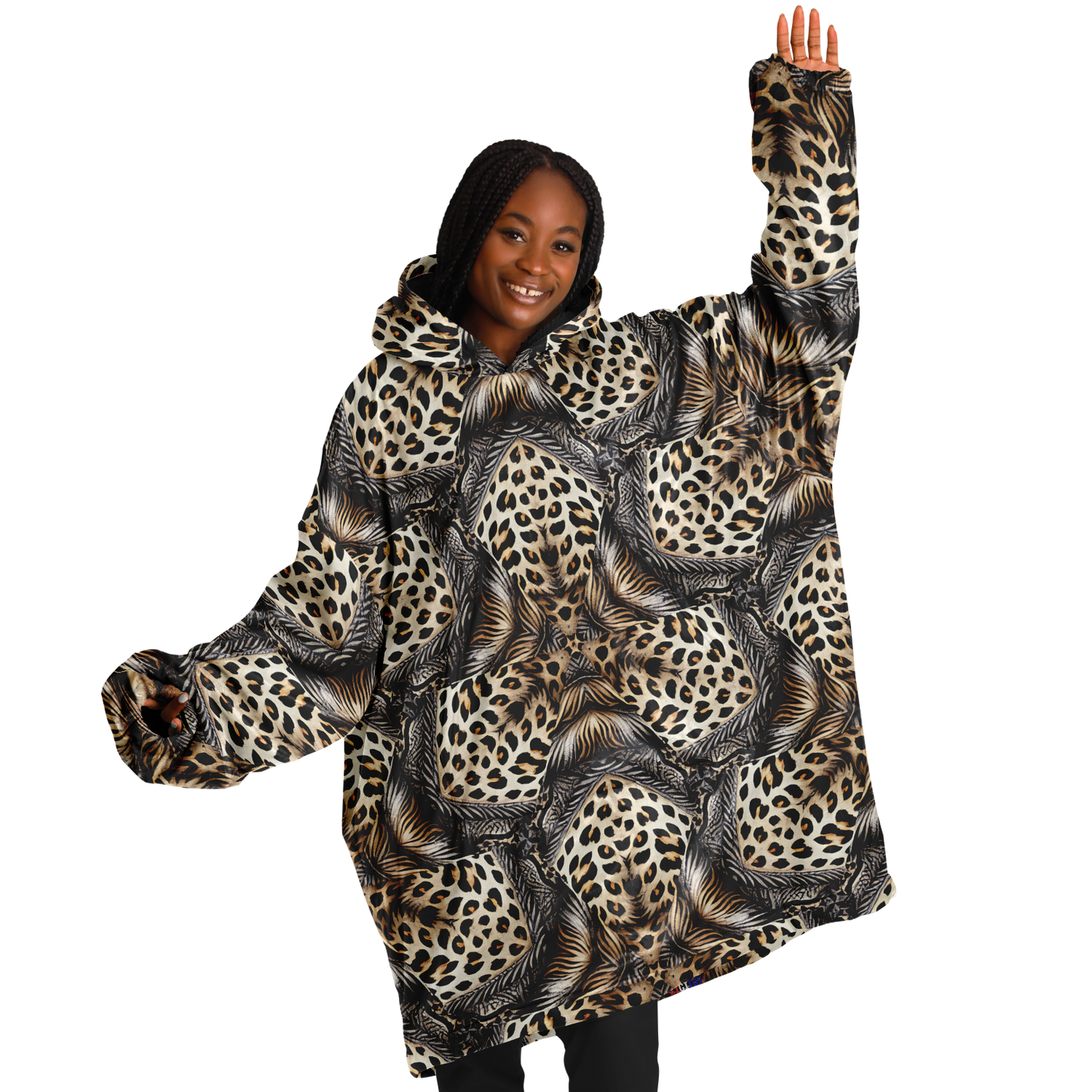 Women's Kaleidoscope Leopard  Pattern All-Over Print Snug Hoodie Snug Hoodie