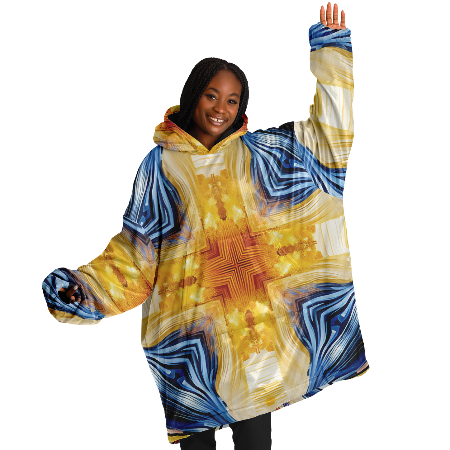 Women’s Bright Orange & Blue Abstract All Over Print Snug Hoodie