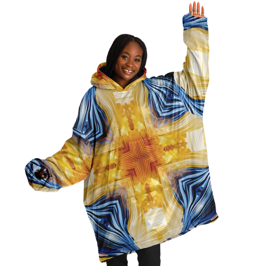 Women’s Bright Orange & Blue Abstract All Over Print Snug Hoodie