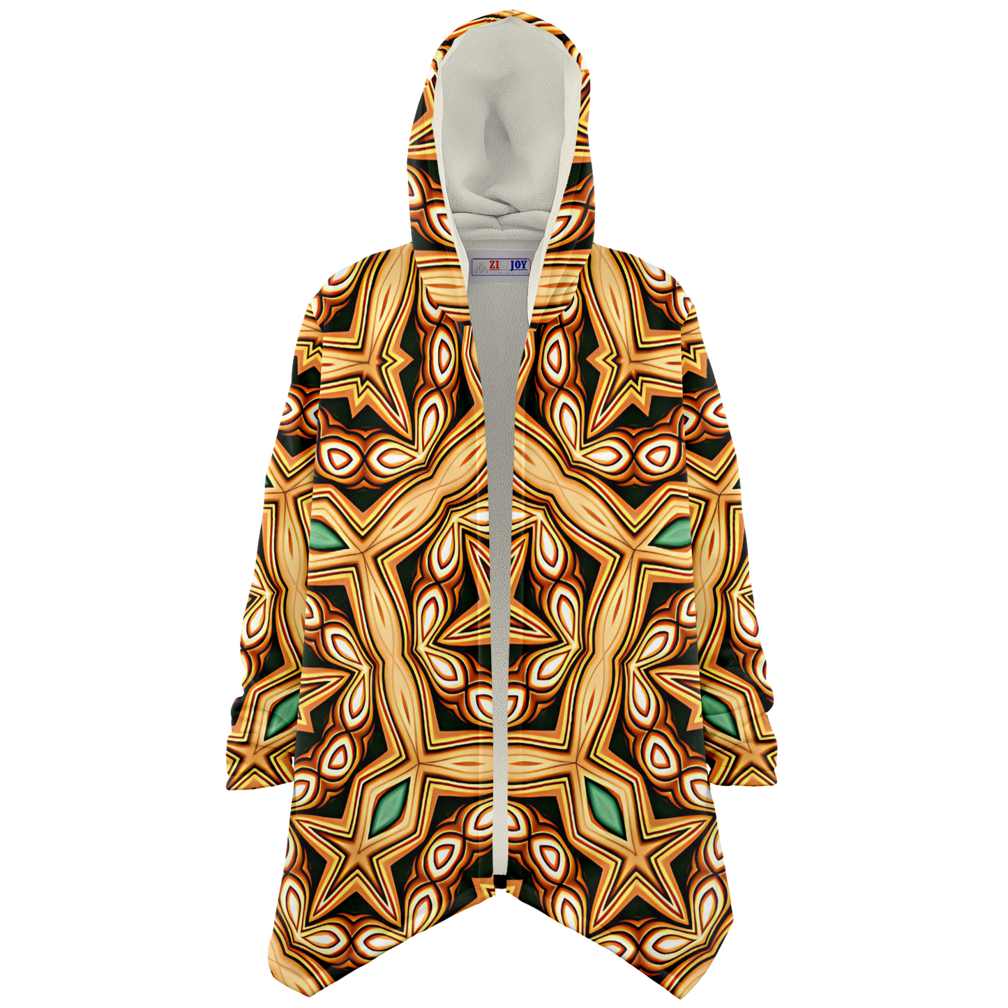 Men's Retro Geometric Brown & Teal Pattern Microfleece Cloak