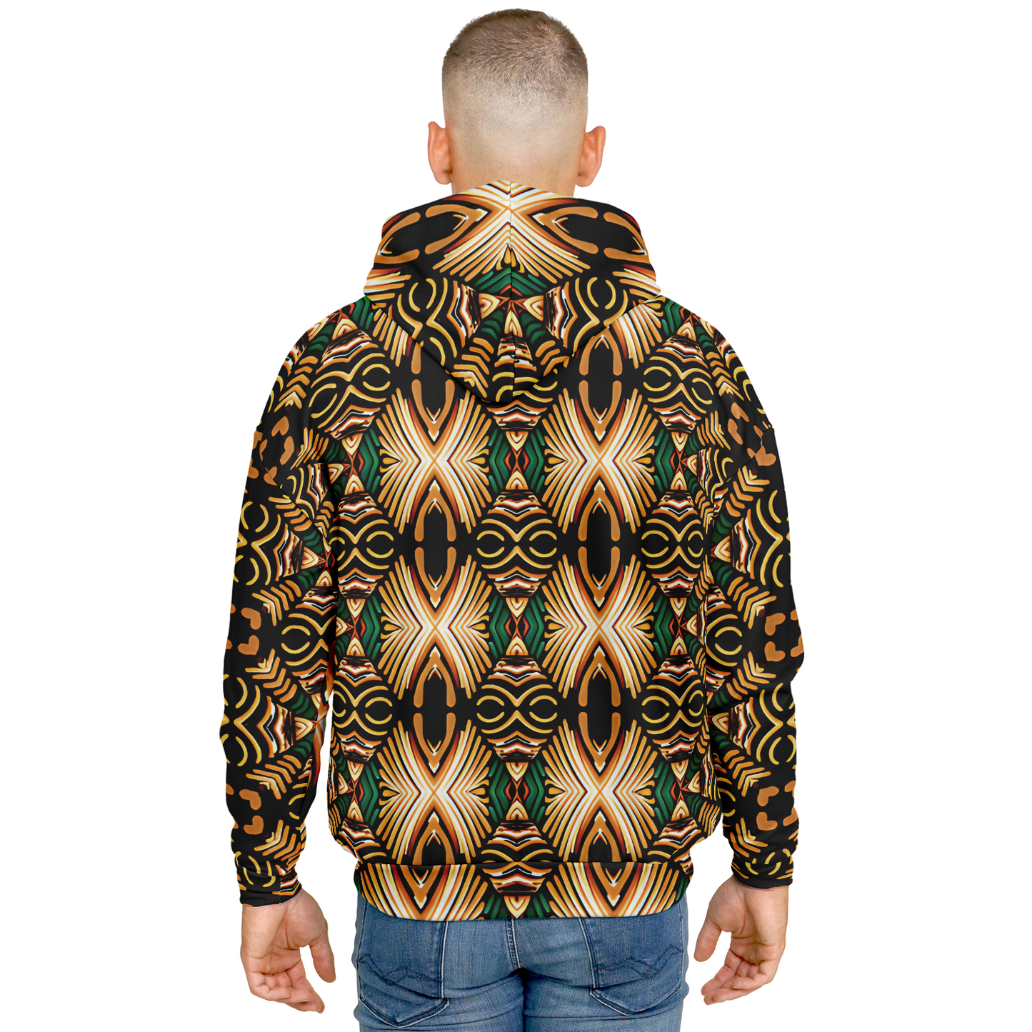 Men's Tribal Geometric Print Heavyweight Oversized Hoodie