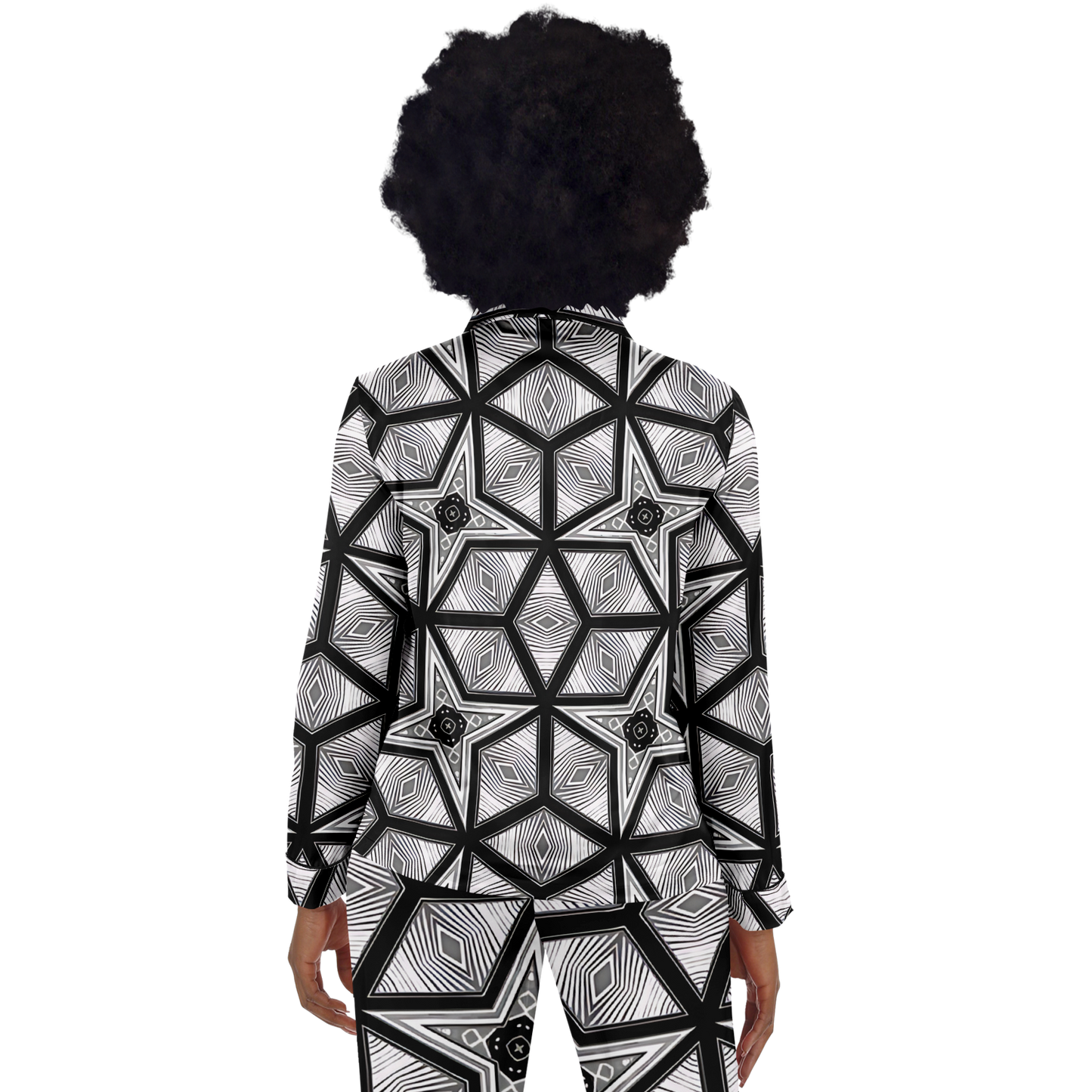Women's  Geometric Star Grid Satin Pajamas