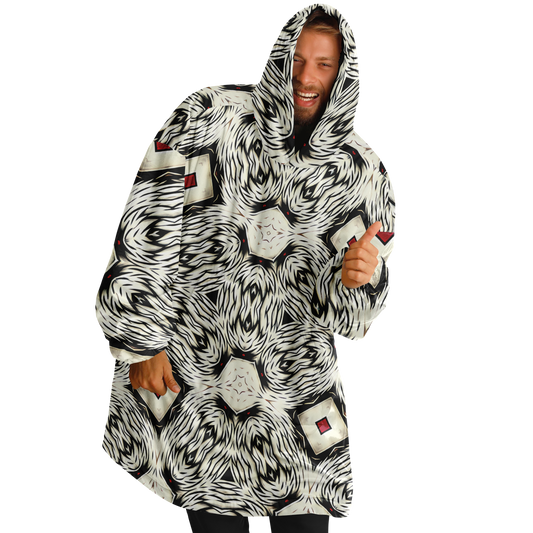 Men's Black & White Abstract Pattern  All Over print Snug Hoodie