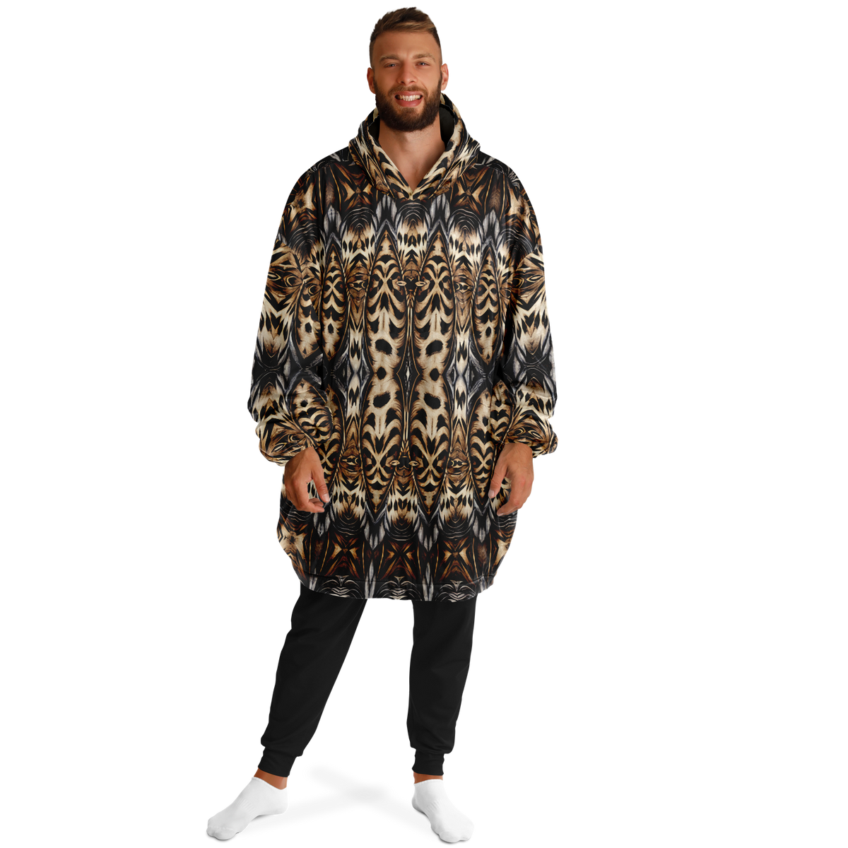Men's Leopard Trendy Geometric Pattern All-Over Print  Snug Hoodie