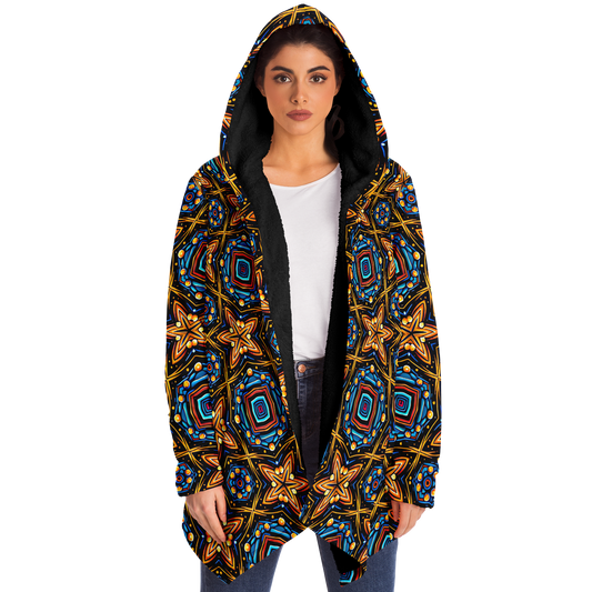 Women's Bohemian Mosaic Star Pattern All Over print Microfleece Cloak