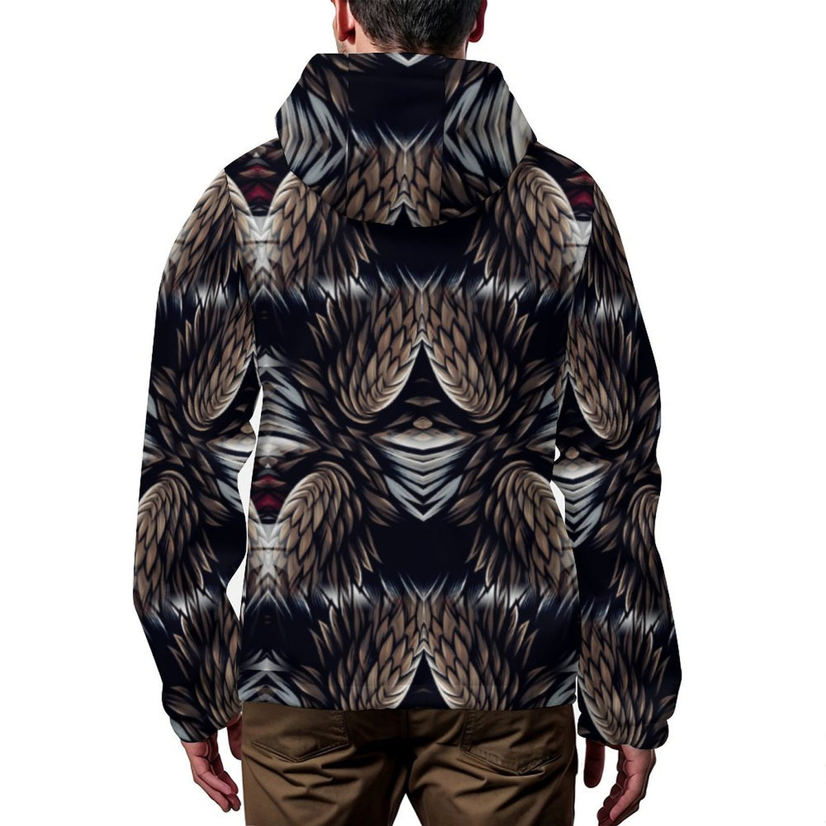 Men's Abstract Dark Kaleidoscope Pattern All Over Print Hooded Windbreaker Jacket