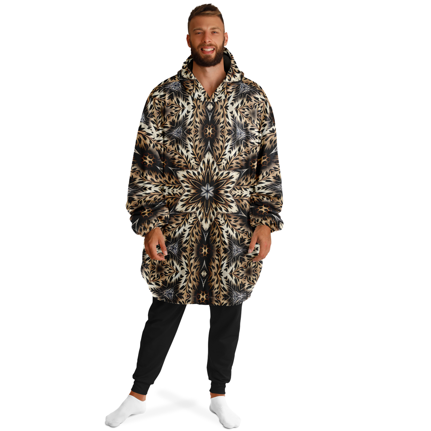 Men's Leopard Kaleidoscope Pattern All-Over Print Snug Hoodie