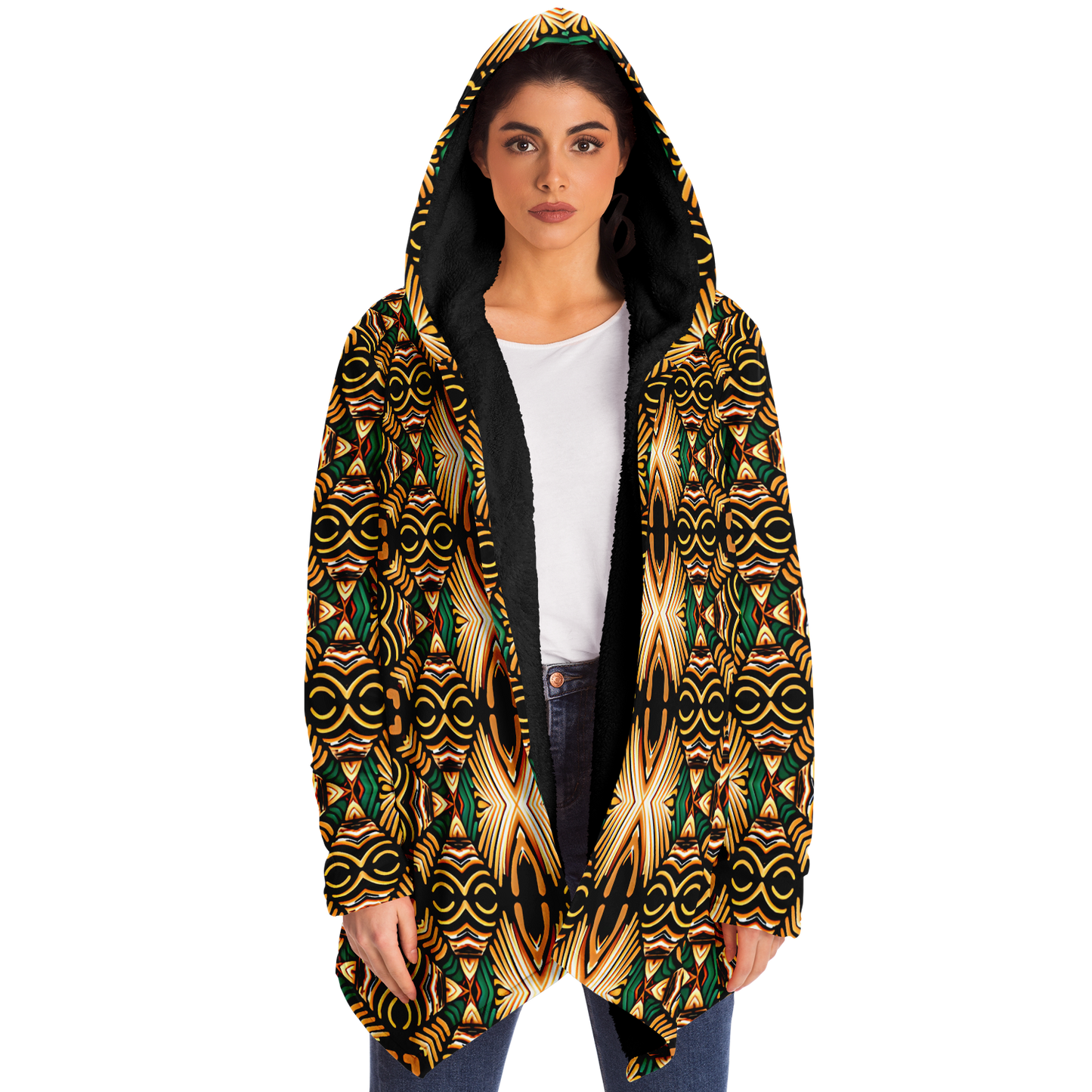 Women's Tribal Geometric Print Microfleece Cloak