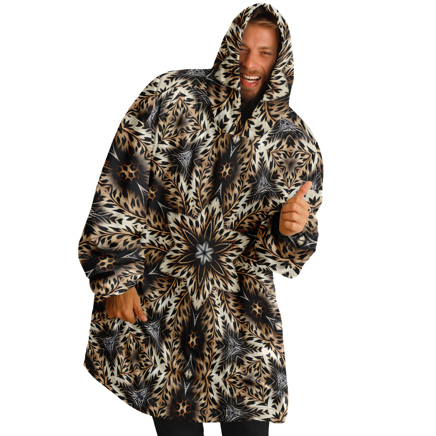 Men's Leopard Kaleidoscope Pattern All-Over Print Snug Hoodie