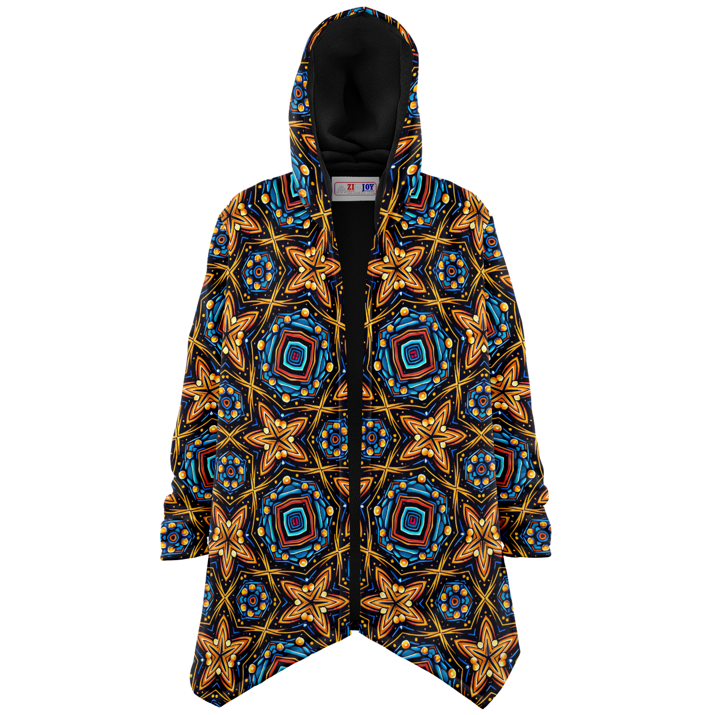 Women's Bohemian Mosaic Star Pattern All Over print Microfleece Cloak