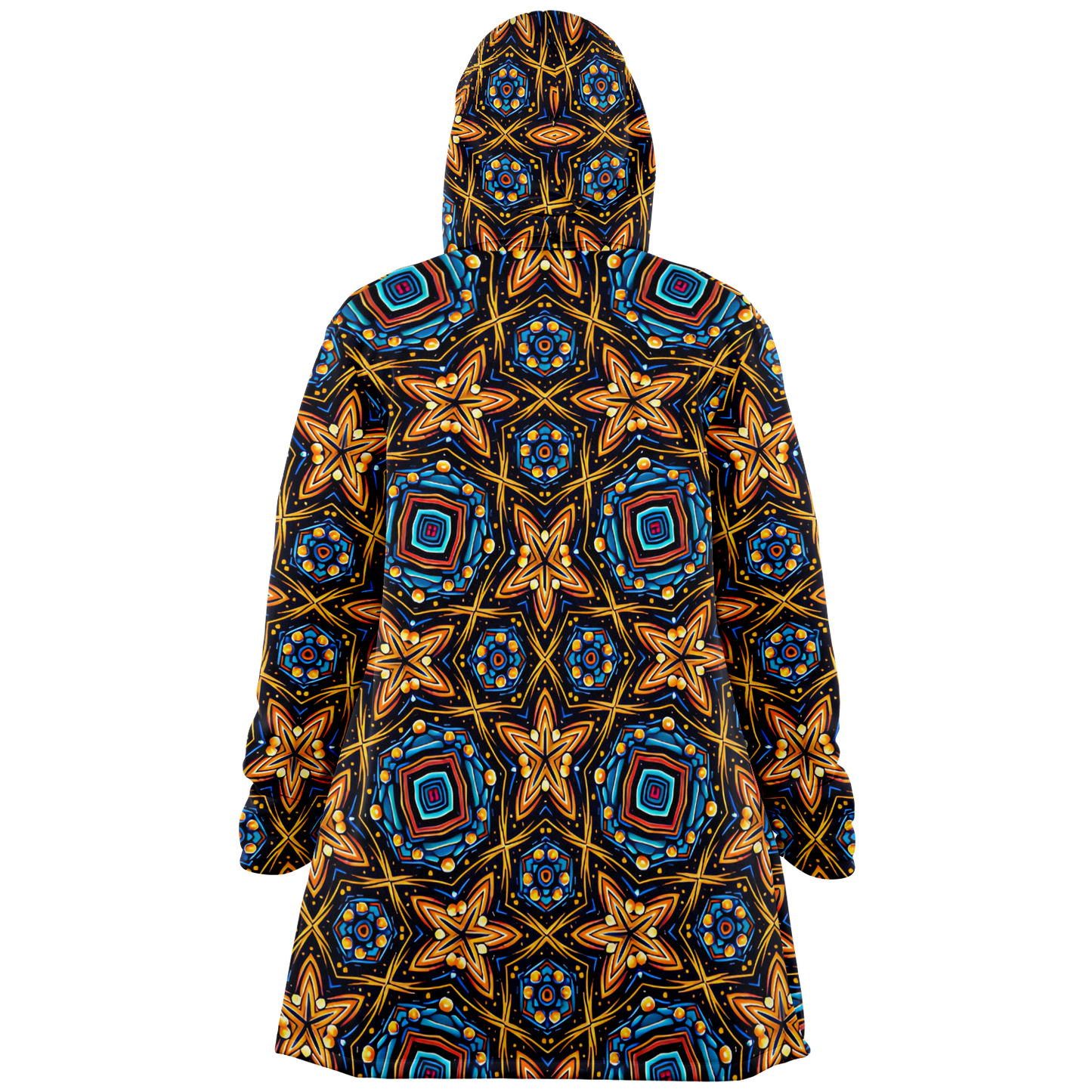 Women's Bohemian Mosaic Star Pattern All Over print Microfleece Cloak