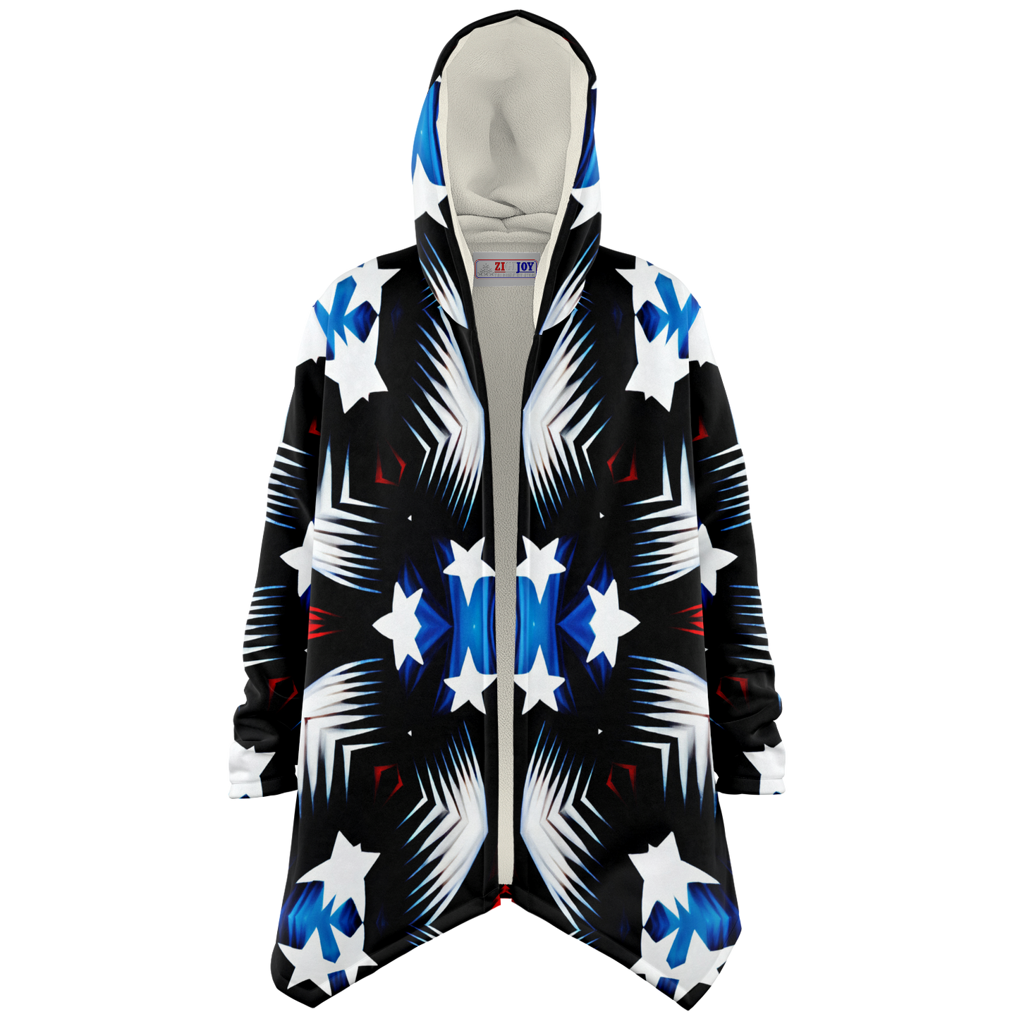 Men's Patriotic Starburst Pattern All-Over Print Men's All Over Print Microfleece Cloak