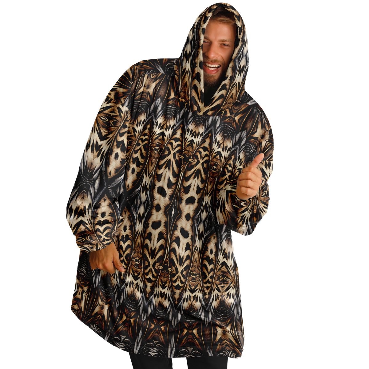 Men's Leopard Trendy Geometric Pattern All-Over Print  Snug Hoodie