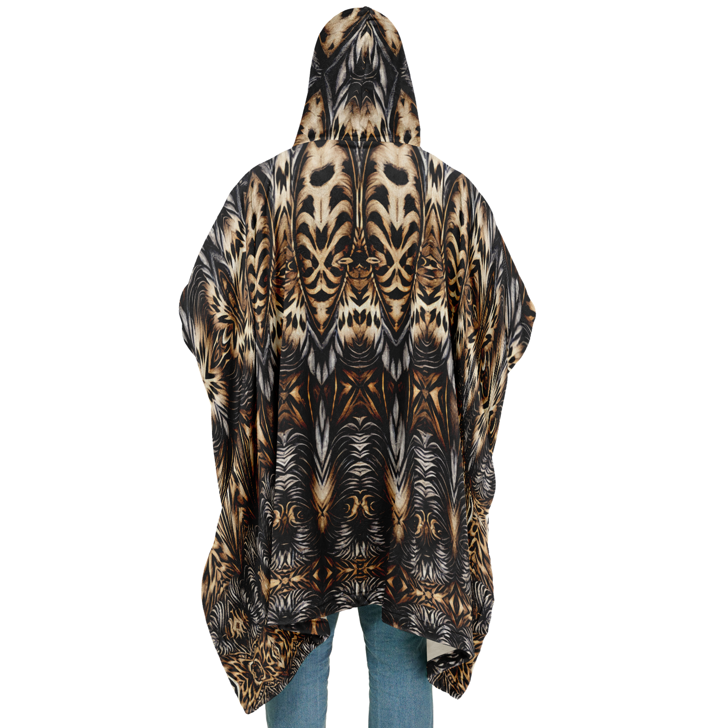 Men's Leopard Trendy Geometric Pattern All-Over Print Flannel Blanket Poncho