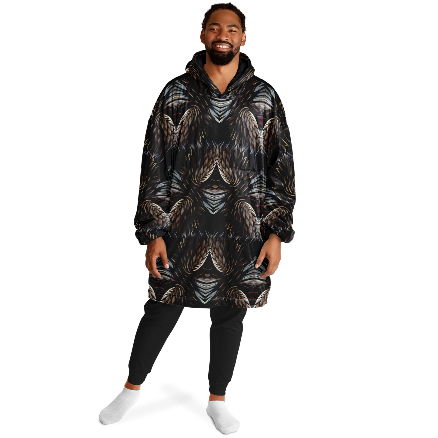 Men's Abstract Dark Kaleidoscope Pattern All Over Print Snug Hoodie