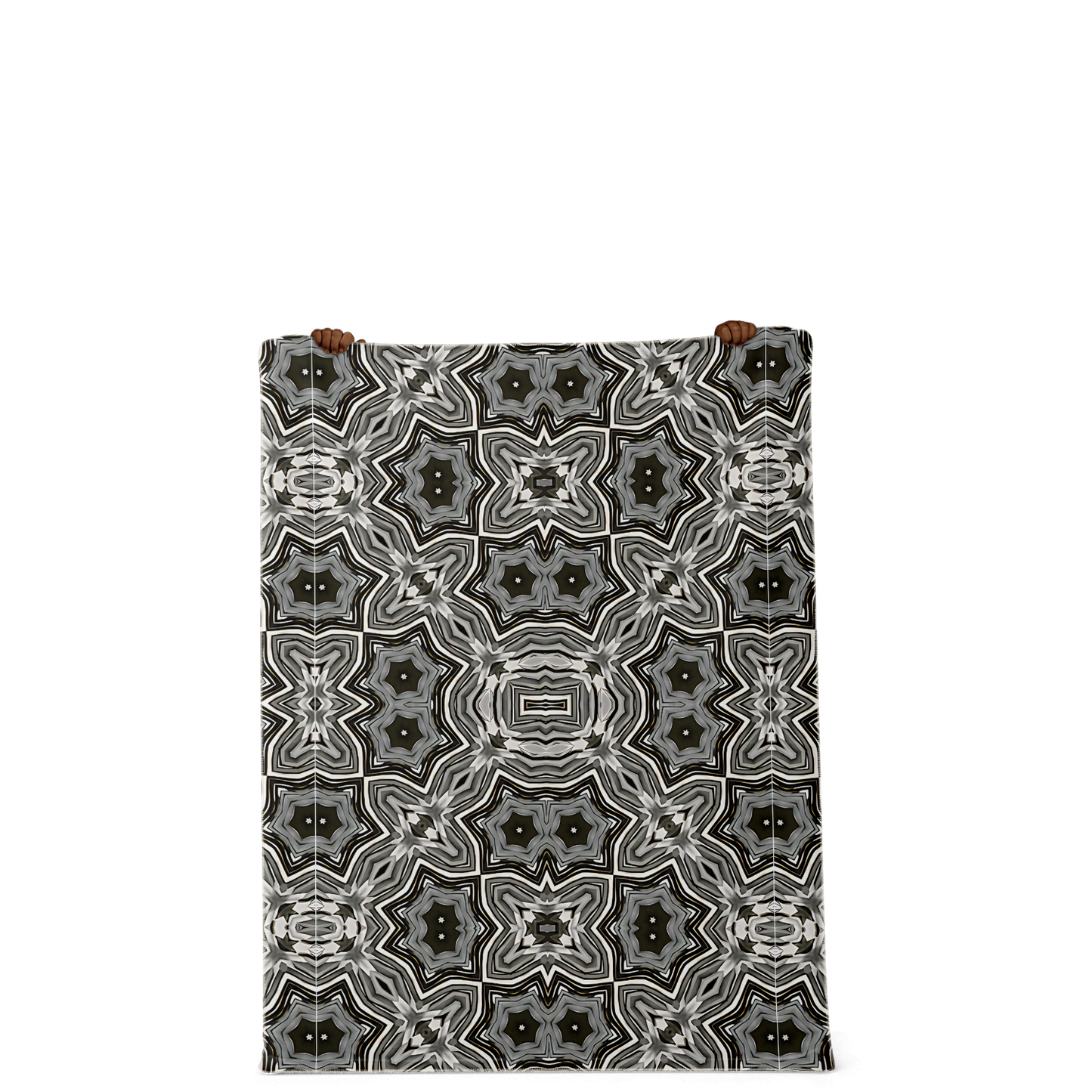 Blanket - Monochrome Kaleidoscope Pattern Premium Microfleece Blanket