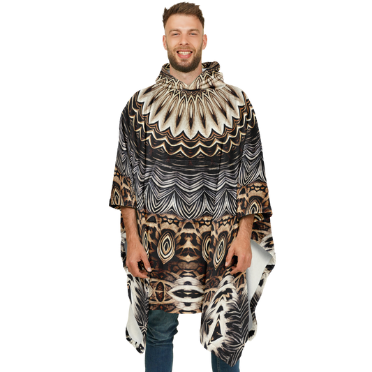 Men's Kaleidoscope Mandala Pattern  All-Over Print Flannel Blanket Poncho