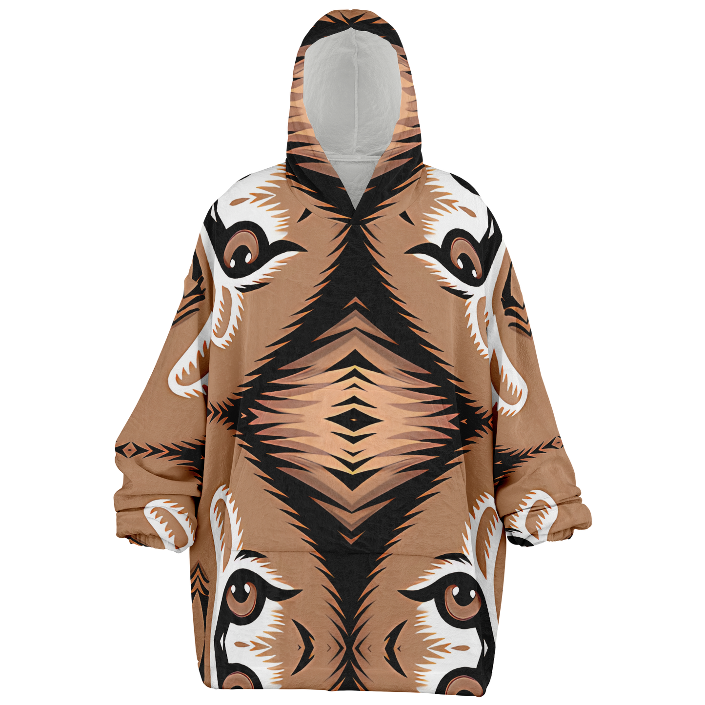 Women Brown Tribal Geometric Pattern All Over Print Snug Hoodie Economy