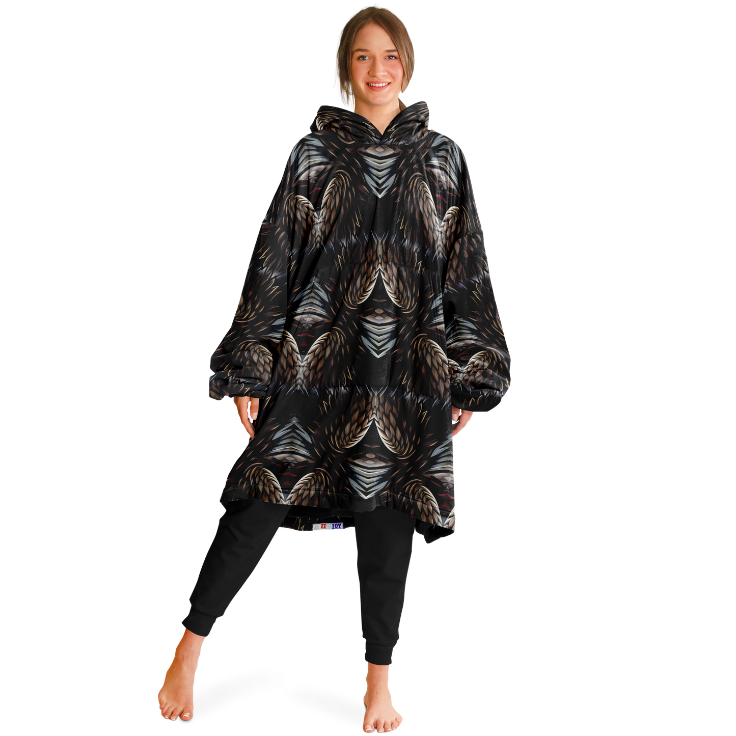 Women's Abstract Dark Kaleidoscope Pattern All Over Print Snug Hoodie