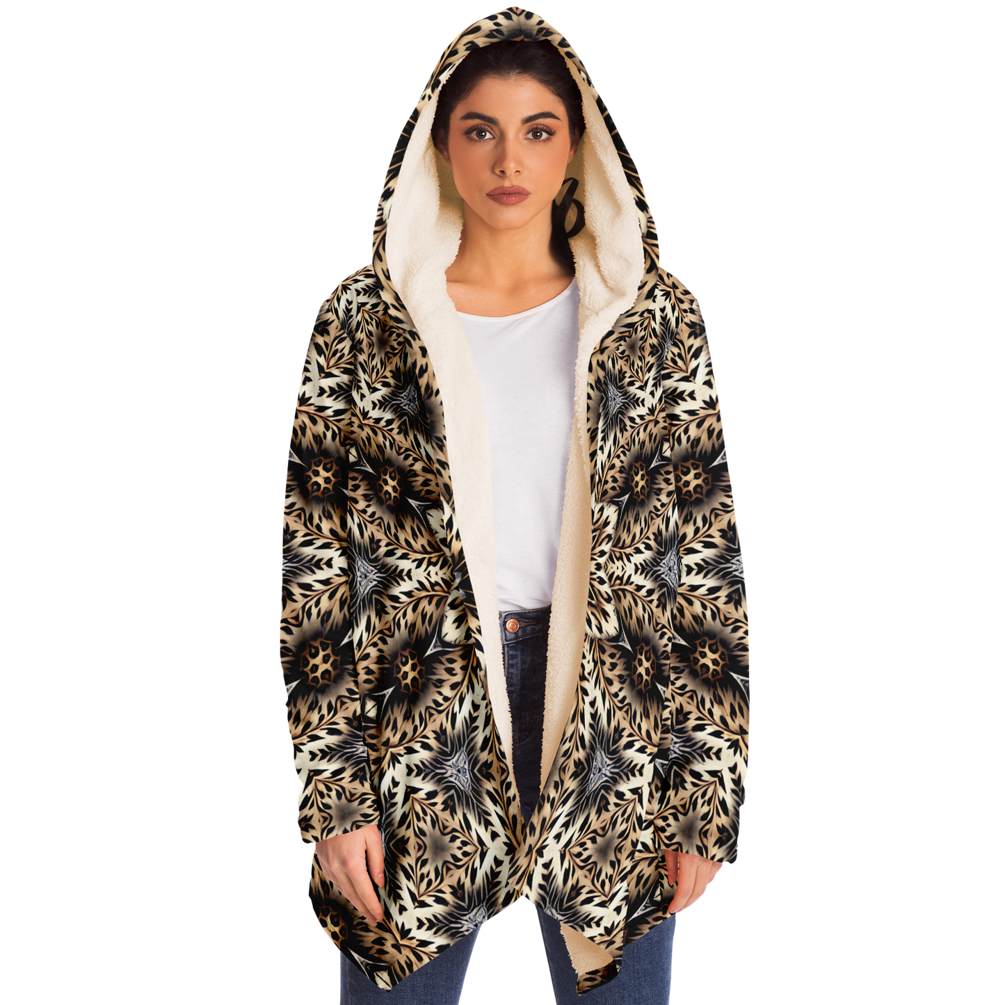 Women's Leopard Kaleidoscope Pattern All-Over Print Microfleece Cloak