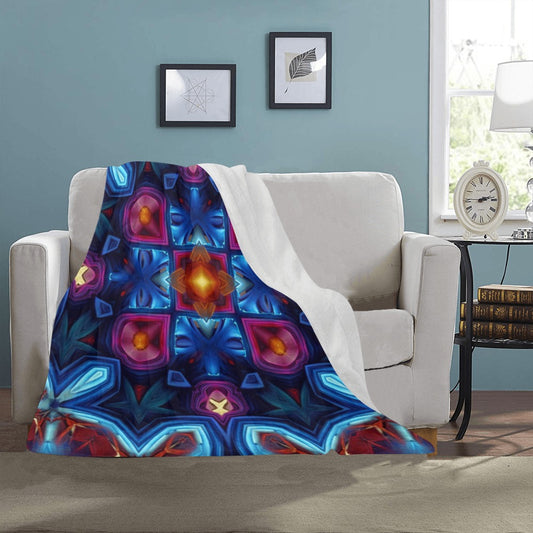 Blue & Red Kaleidoscope Pattern All Over Print Ultra-Soft Micro Fleece Blanket 40"x50"