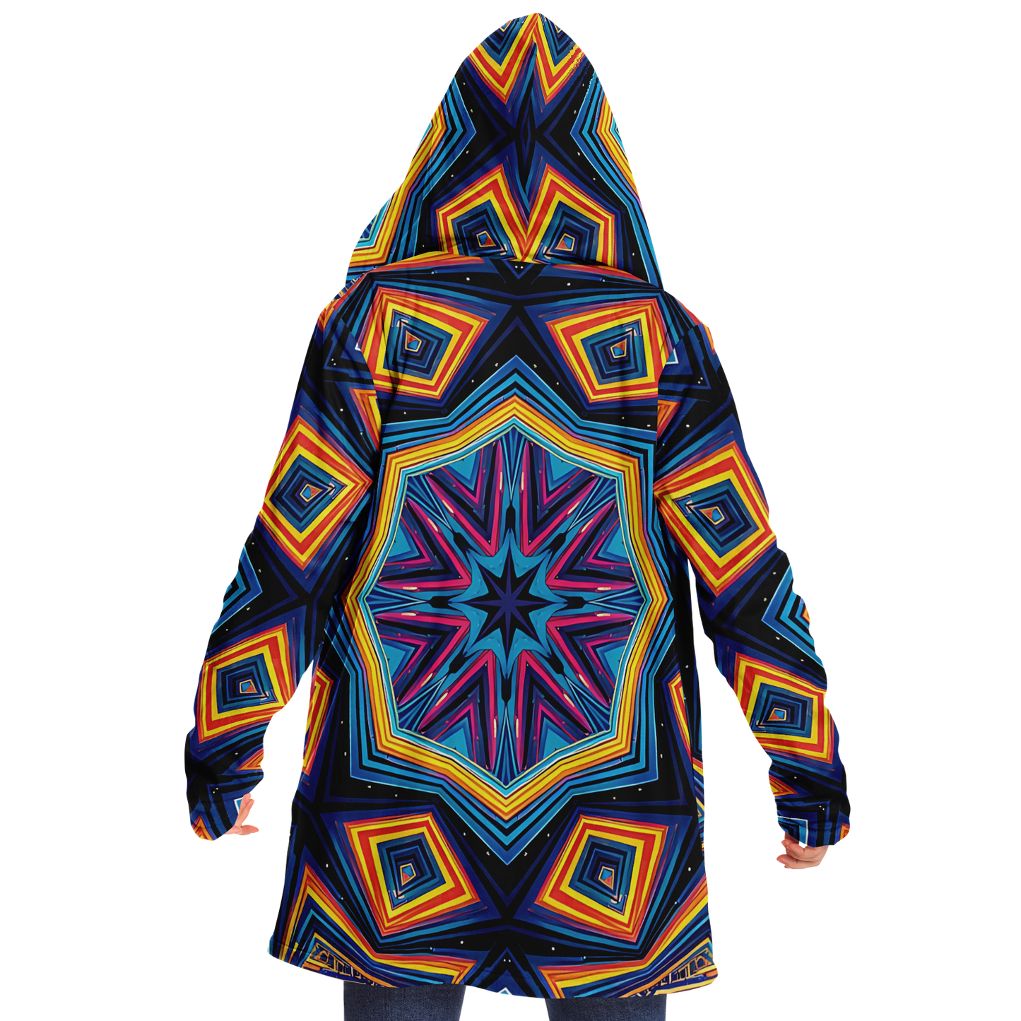 Women's Kaleidoscope Geometric Pattern All Over Print Microfleece Cloak