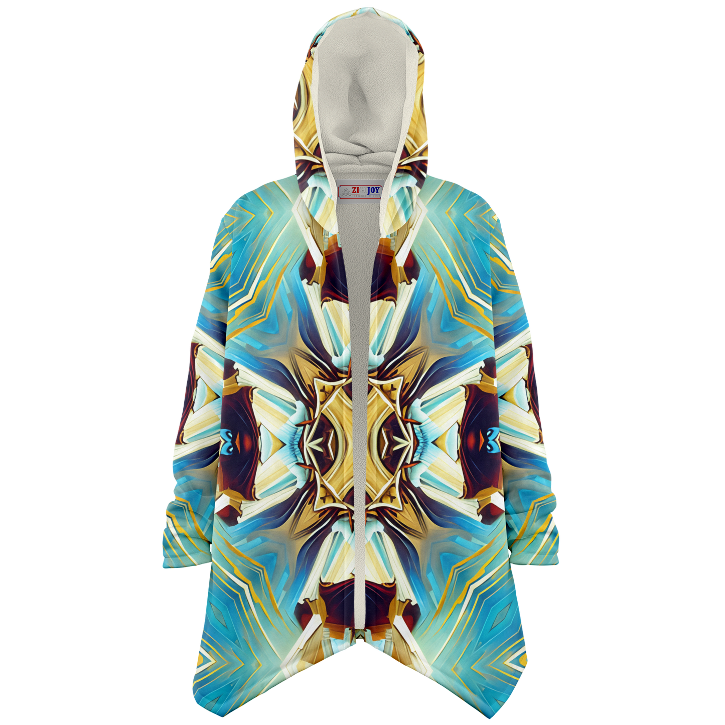 Men's Abstract Teal & Gold Pattern All Over Print Microfleece Cloak